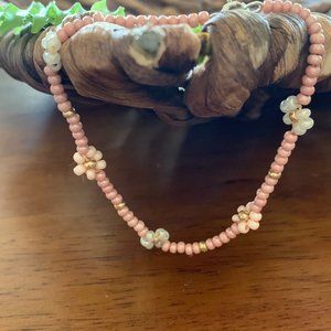 Boho Happy Daisy Bracelet-LitePink+Pearl